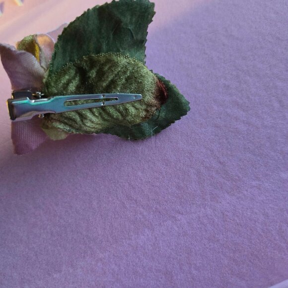 Pink Velvet Rose Hair Clip | Romantic Hair Accessory - Picture 8 of 8